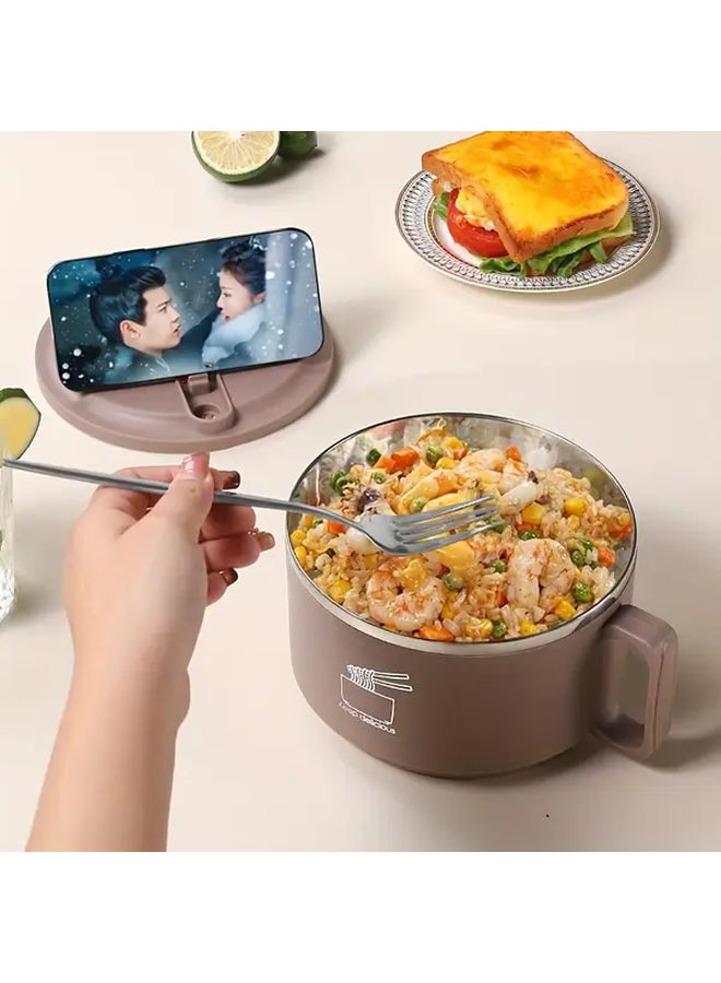 Grey Insulated Stainless Steel Mixing Bowl With Lid 1200ml Rust Resistant Spill Proof Heat Insulation - Image 4